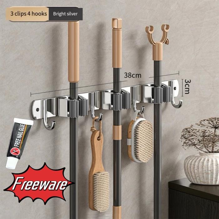 TERLARIS Premium Sikat Stainless Steel RakPenait Mop Rack Penjepit Rak Sapu Pel Penjepit Gantungan