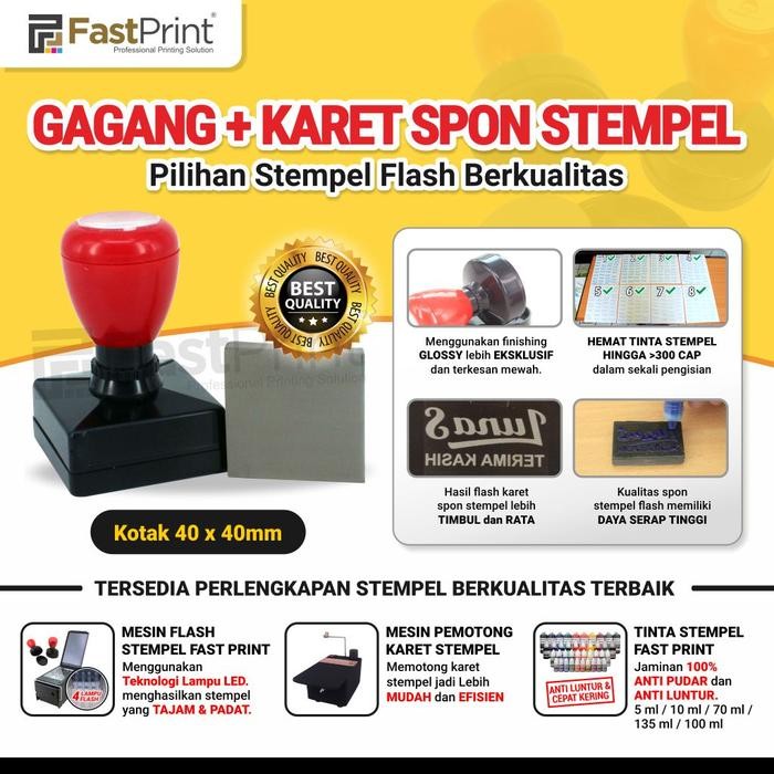 

Khusus Gosend! Gagang Stempel Plus Karet Spon Potongan Ukuran Kotak 40X40Mm