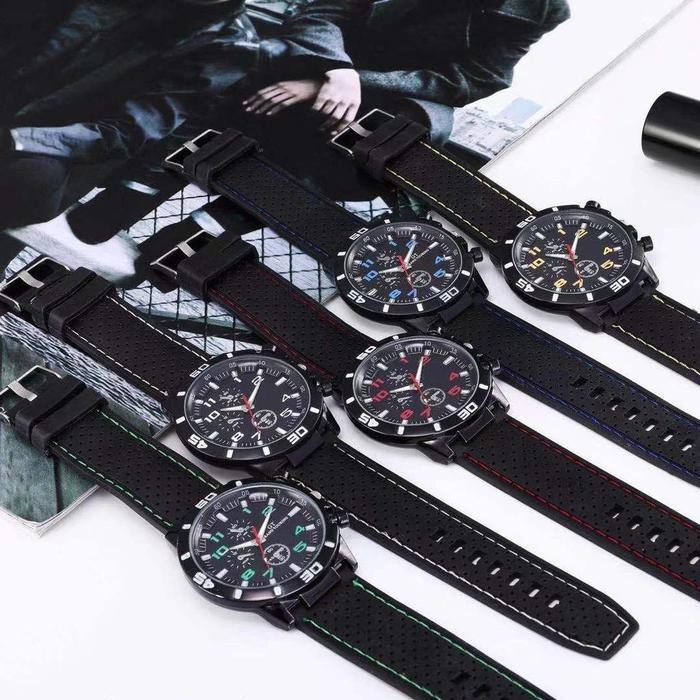 Kj Jam Tangan Pria Gt Sport Chrono Grand Touring Fashion Quartz Silikon Rubber Analog Watch Gt002