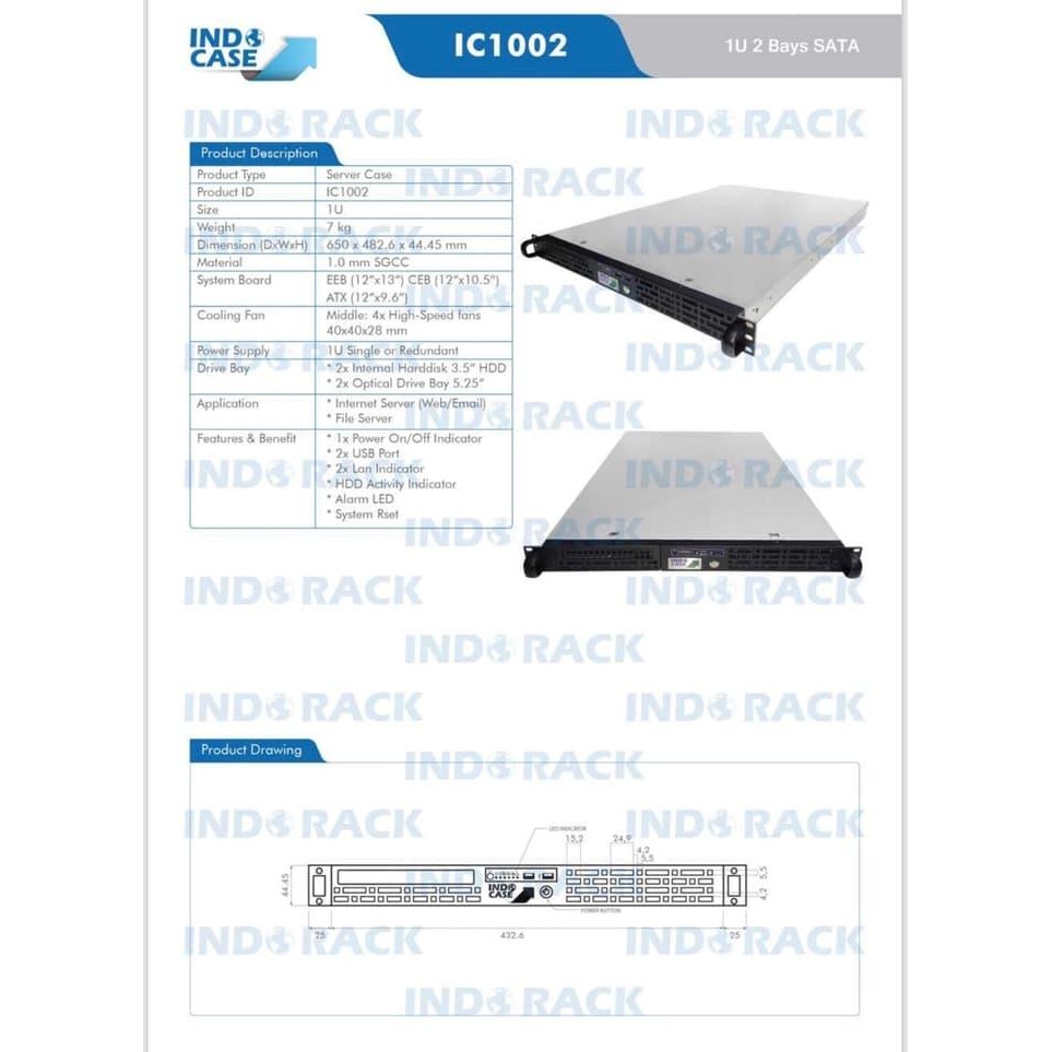 Paling Laris Indocase - Ic1002 Case Rackmount 1U W/ Psu 500W 80+Gold Terlariss 