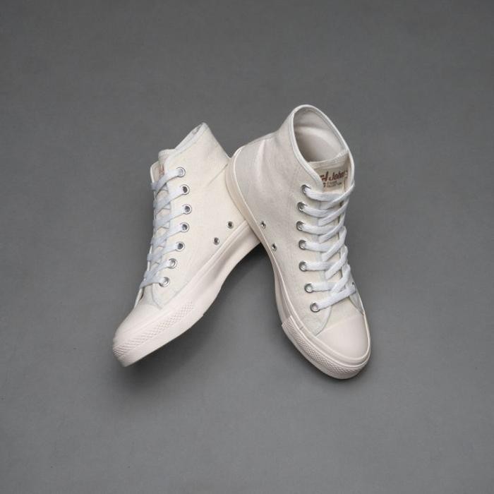 Pilihan- Johnson Basic High Milky Sepatu Putih Sekolah Pria Wanita Sneakers Ori