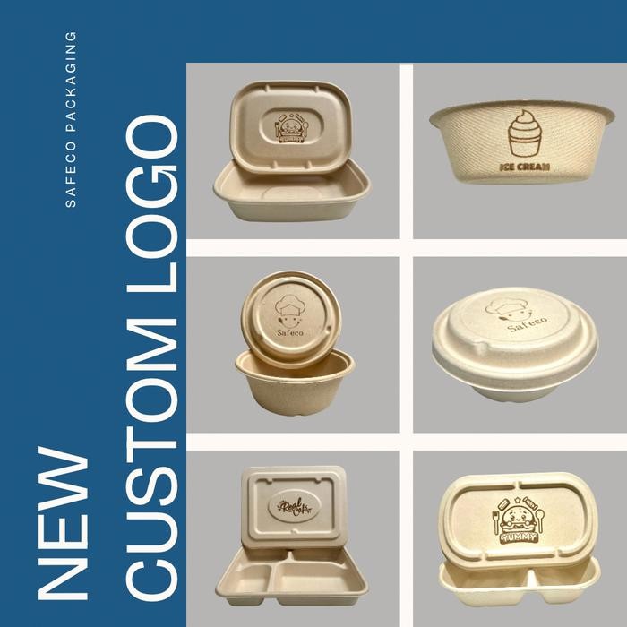 Bagasse Safeco Bowl 750 ML Brown Kraft Paper Bowl Mangkok Kertas Kraft