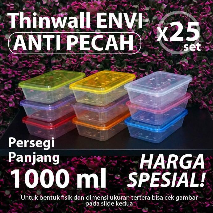 (Bekasi) Paket 25 pcs - Thinwall ENVI Anti Pecah 1000 ml - Kontainer