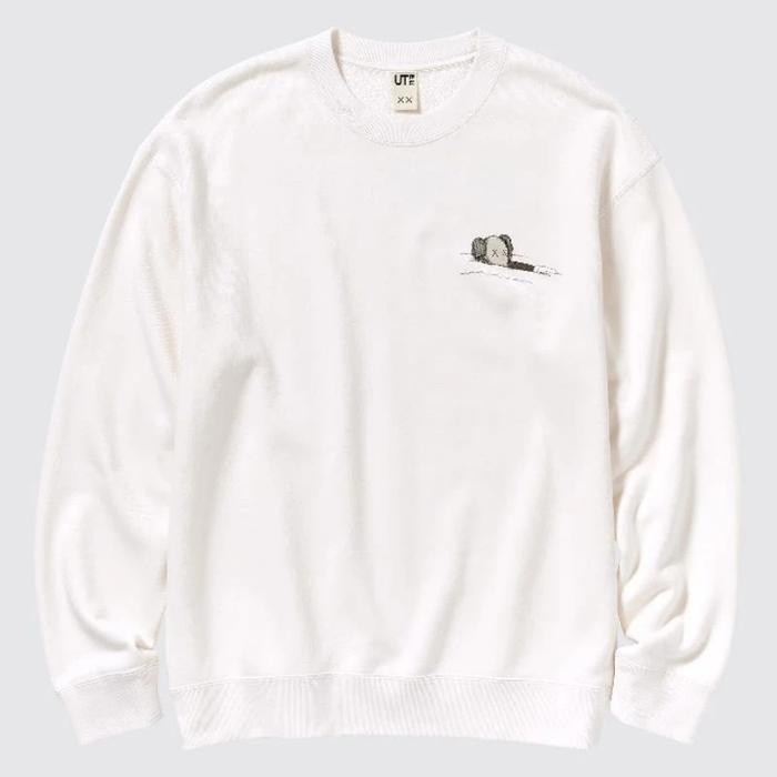 Sweater Crewneck Uniqlo X KAWS Sweatshirt Pria Wanita 02 White terlaris