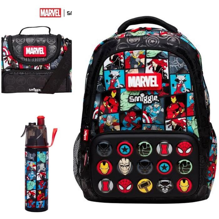 DISKON Smiggle Marvel Backpack, lunch Bag, Botol Minum//Marvel Series/kado READY STOCK