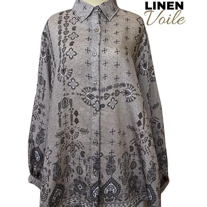 By Dolla - Mazaya Blouse - Baju Kemeja Motif Muslim Wanita Nyaman Panjang
