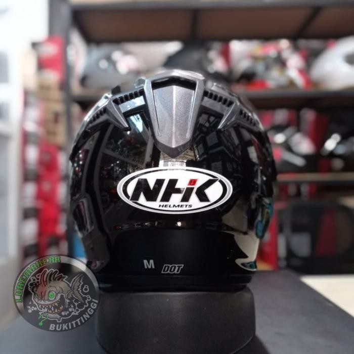 HELM NHK GLADIATOR SOLID BLACK GLOSSY DOUBLE VISOR