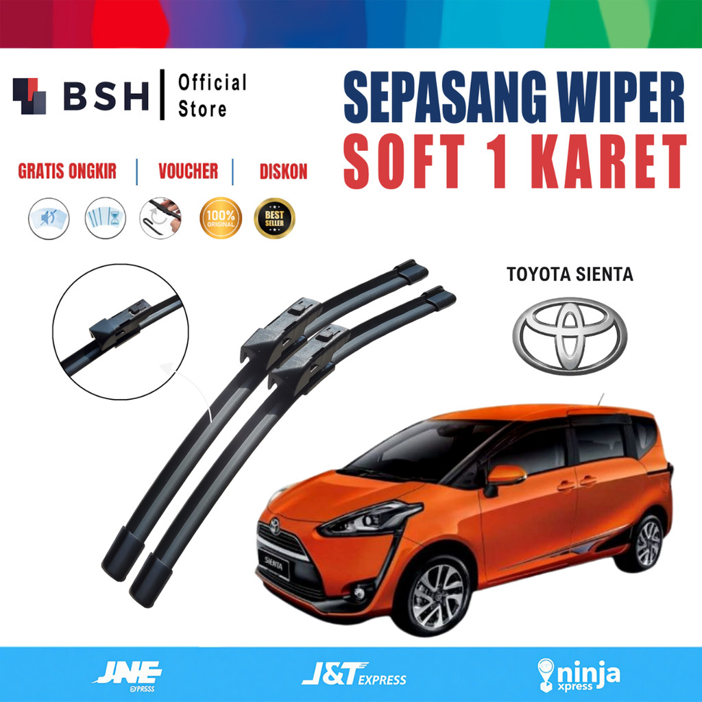 Wiper Blade Toyota Sienta Frameless Pembersih Kaca Depan Mobil 1 Set Kiri dan Kanan