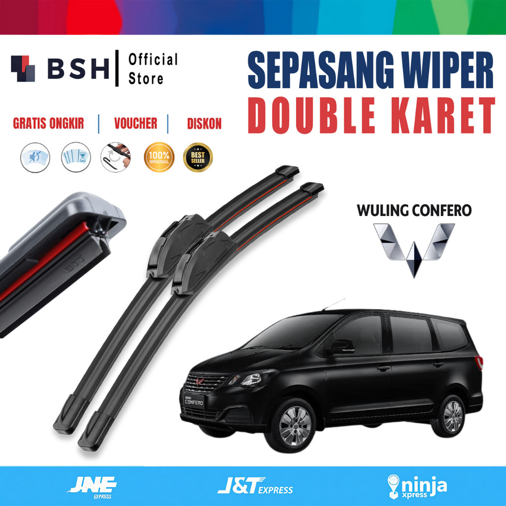 Wiper Blade Wuling Confero Double Karet Pembersih Kaca Depan Mobil 1 Set Kiri dan Kanan