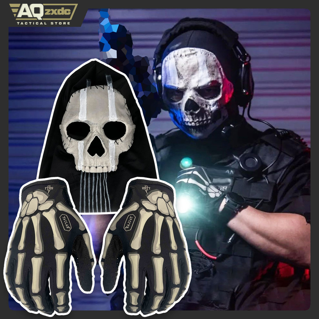 Aqzxdc Cod Ghost Mask V2 - Operador Mw2 Airsoft Cod Cosplay Airsoft Tactical Skull Full Mask With