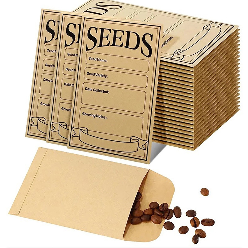20Pcs Kraft Paper Seed Envelopes Resealable Self Adhesive Packet Seed Saving For Collection Vegetabl