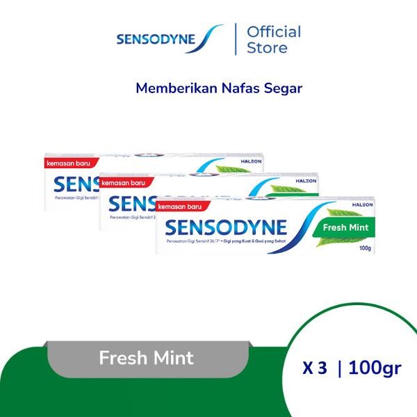 Sensodyne Toothpaste Pasta Gigi Sensitif Essensial Care Fresh Mint 3x100gr - TRIPLEPACK