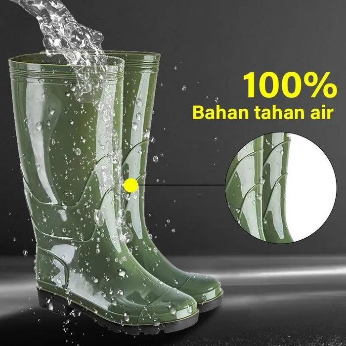 SSBO SEPATU BOOT KARET HIJAU KERJA PROYEK ANTI BANJIR BAHAN PVC SEPATU BOOTS PRIA WANITA TERLARIS