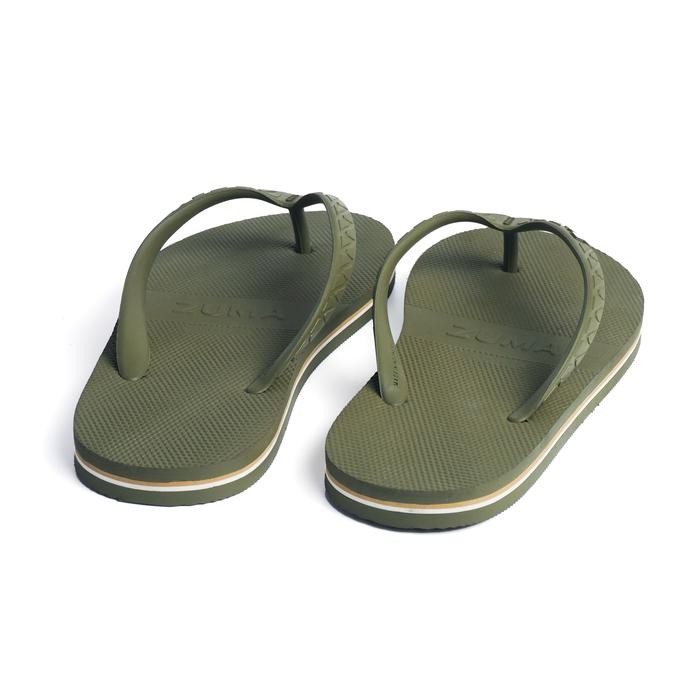 fwxh-Zuma Men Stripe 14 Army Mocha White, Sandal Jepit Pria Karet Polos, Hijau Cokelat