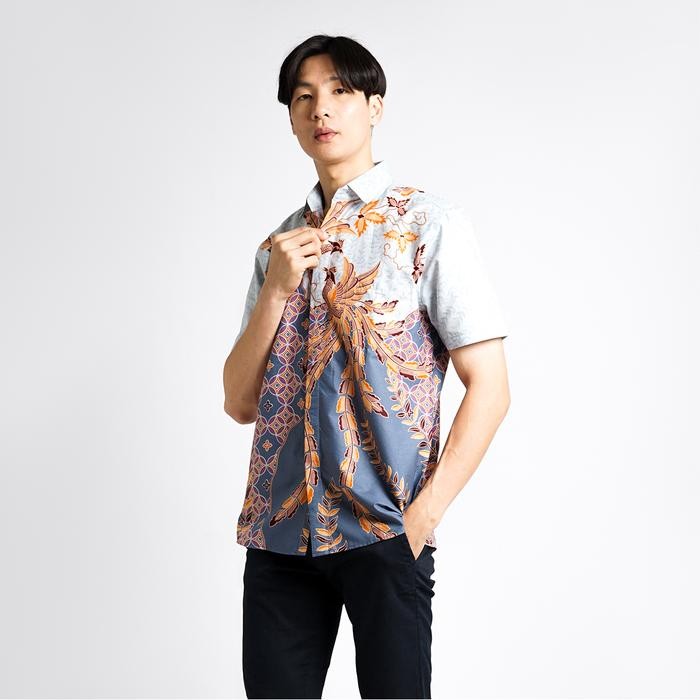 READY My Aksa Batik Pria Kemeja Pendek Henry Honey G00D QU4LITY