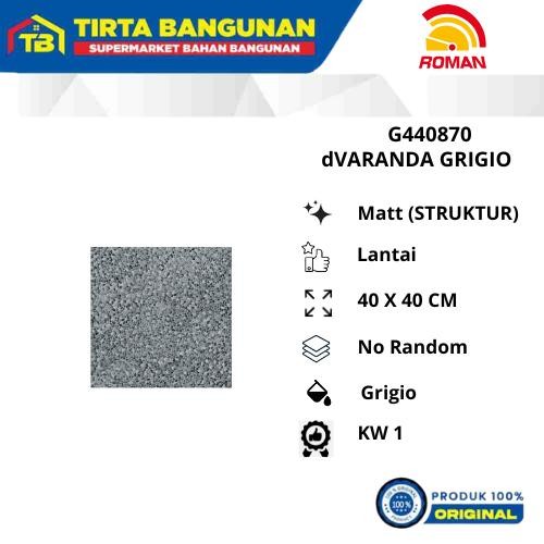 uq6l- Roman Keramik 40 X 40 Cm Floor Tile G440870 Dvaranda Grigio / Keramik Lantai Kw 1