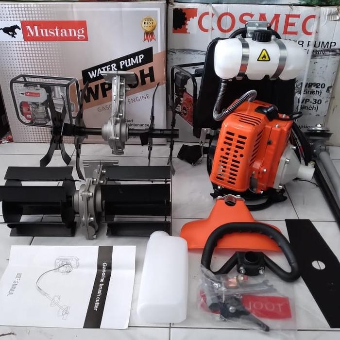 Paket mesin potong rumput Tiger TG328+2Cultivator bajak sawah