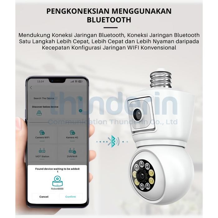 Thunderin CCTV Camera IP Wifi , CCTV Wifi Dual Lensa PTZ Color Full