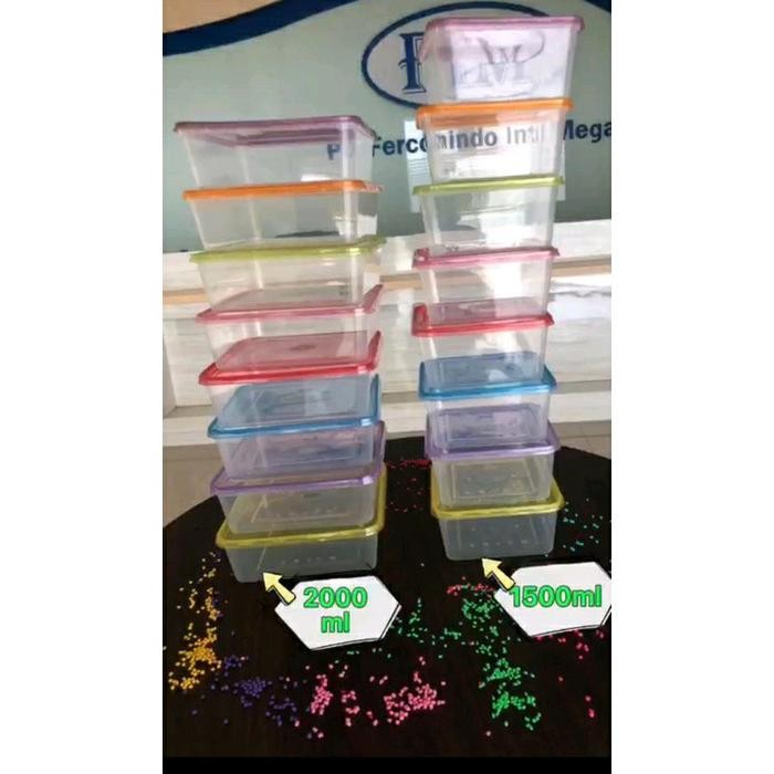 Thinwall 2000 ml Square + Tutup Warna Clear Merek ENVI PREMIUM HARGA 25 PCS