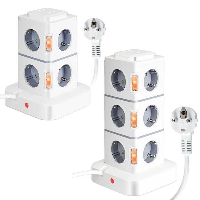 Stop Kontak Power Socket Strip Tower Colokan Listrik 2500W - NINNE NN812