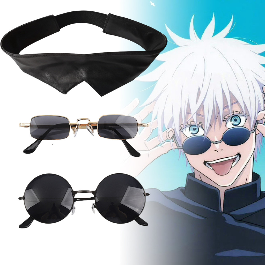 Satoru Gojo Cosplay Patch Glasses Anime Jujutsu Kaisen Cosplay Accessories Gojo Half Face Mask