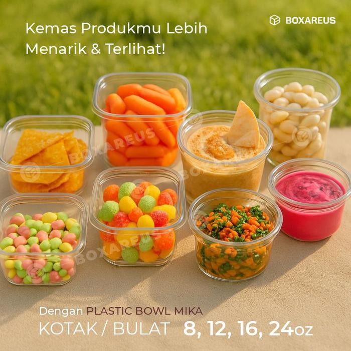 Mangkok Mika Wadah PLASTIK BOWL Kemasan Puding, Yogurt, Mangkuk Salad, Tray Buah - KOTAK