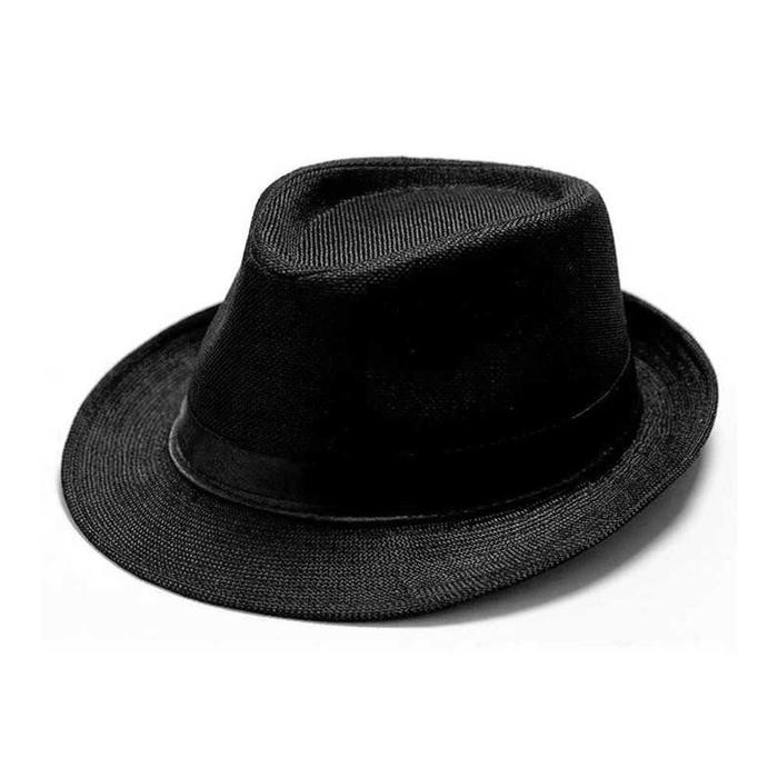 aayk- Cod Topi Laken Jazz Fedora Hat Gaya Klasik Vintage Lebar Besar Untuk Pria Wanita