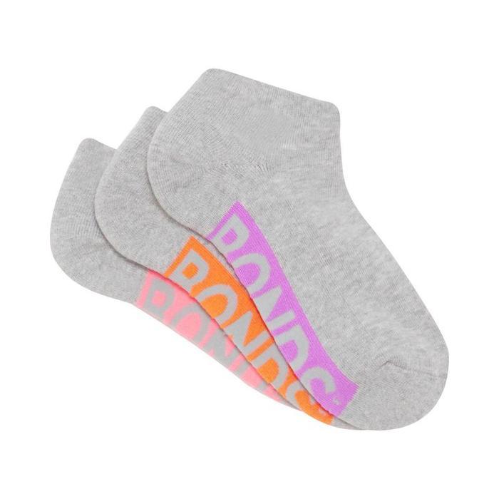 Bonds Womens Logo Cushioned Low Cut Socks 3 Pack - kaos kaki bonds wanita - Grey 3 Pack - US 3-8