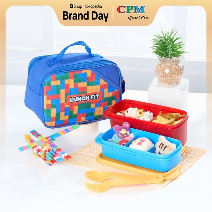 Cpm Tas Bekal kenji set 0f 4 pcs /tas bekal alumuniun fol /tas bekal motif balok