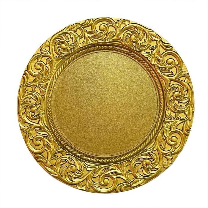Piring Emas Piring Arab Gold Piring Saji Piring Kurma/Piring Kue/ Piring Sultan/Gold Plate - Emas