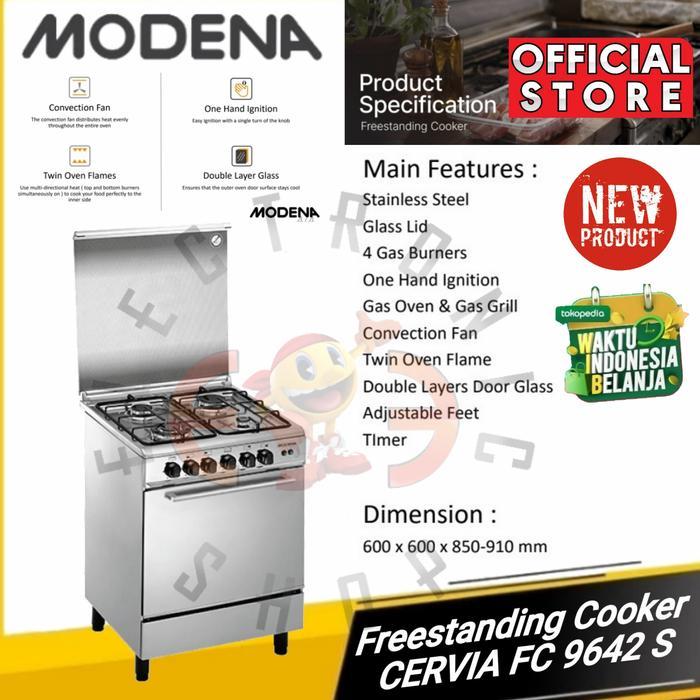 Modena FC 9642 S Freestanding Cooker 60cm Stainless Steel - Kompor & Oven Gas 62L