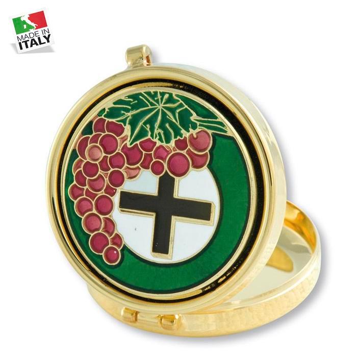Aneka Piksis Wadah Tempat Hosti Alta Peltro Classic Lapisan Emas Baja Kecil Besar Made in Italy