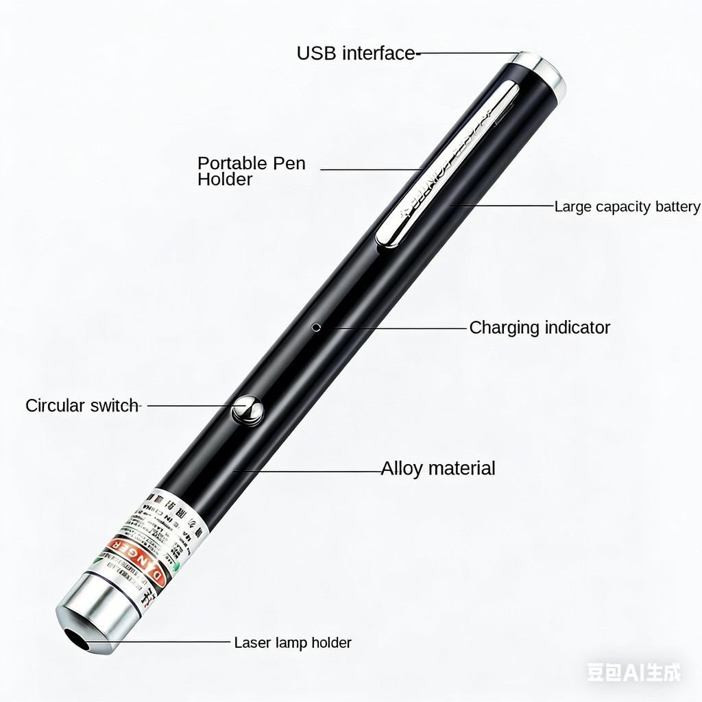 Green Laser Pointer USB Charging Built-in Battery Laser Torch for Cats Toy Interactive Bright