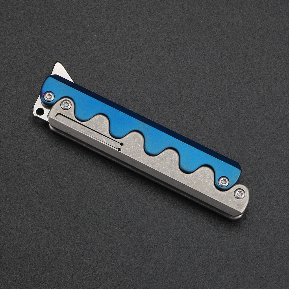 XUANFENG Titanium alloy snake shaped small blade sharp D2 steel mechanical knife decompression