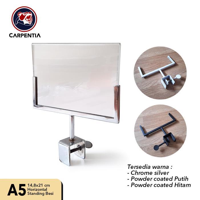 Acrylic Stand Uk. A5 - Display Harga Akrilik - Sistem Jepit Putar Besi