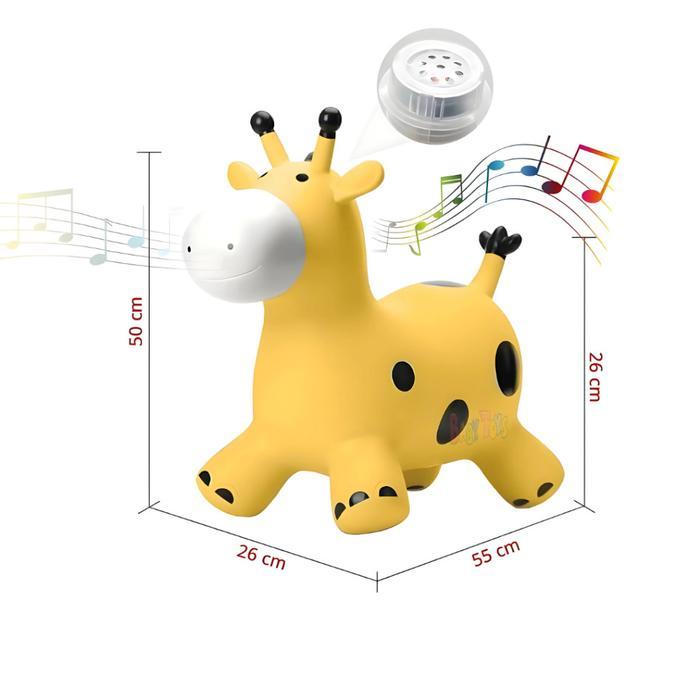 BabyToys Mainan Anak Kuda Kudaan Karet Jumping Animal Rocking Horse Giraffe Lampu Suara Material Ama
