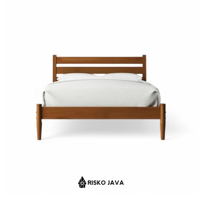 Dipan Kayu Jati / Ranjang Dipan Tempat Tidur / Rangka Dipan Minimalis | QUEIROS - 90 x 200