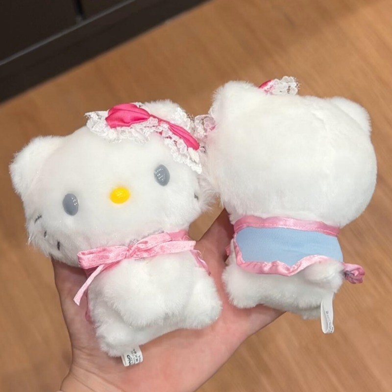 Kawaii Sanrio Charmmy Kitty Lace Bow Cape Plush Doll Keychain Cute Hello Kitty Stuffed Kitten Bag