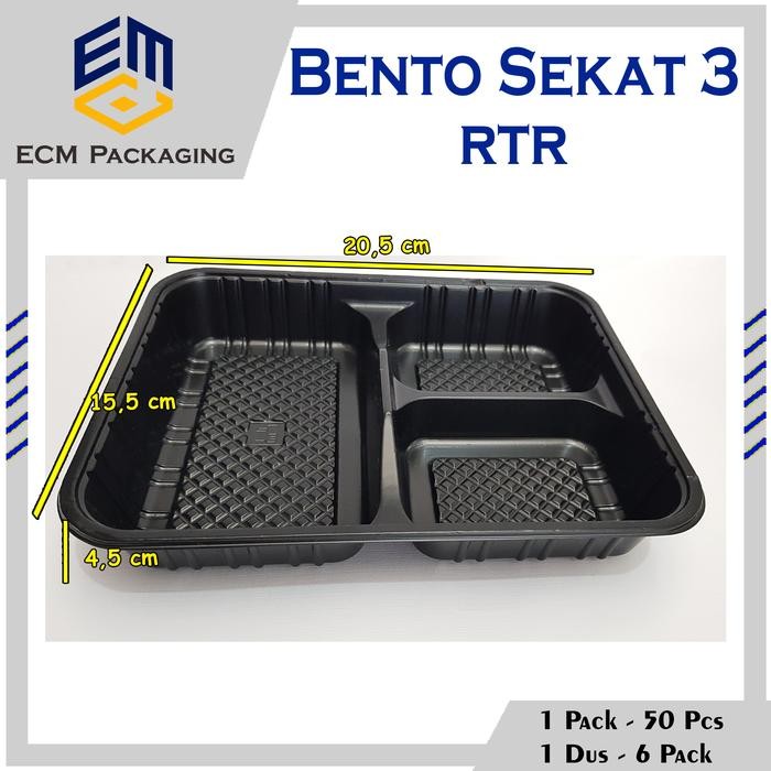 MIKA BENTO SEKAT 3 RTR224 50PCS Mika Bento Sekat 3 Hitam