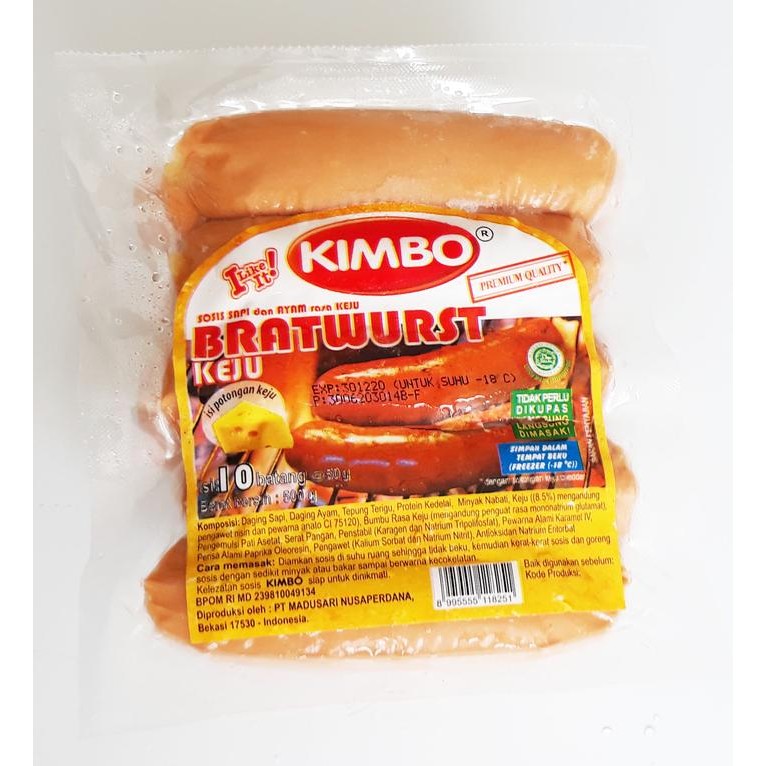 

Pilihan- Kimbo Sosis Bratwurst Rasa Keju 500 Gram Isi 10