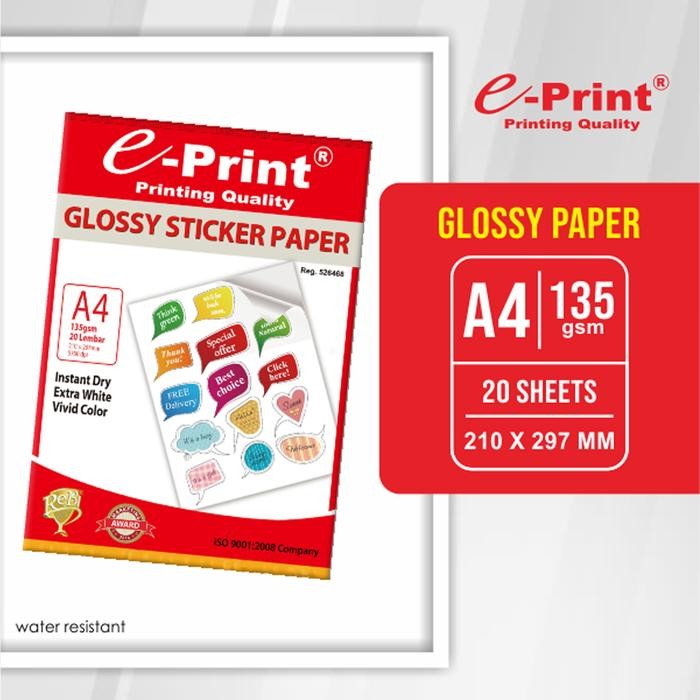

Pilihan- E-Print Kertas Foto Stiker Glossy Photo Paper A4 135Gsm 20Lembar