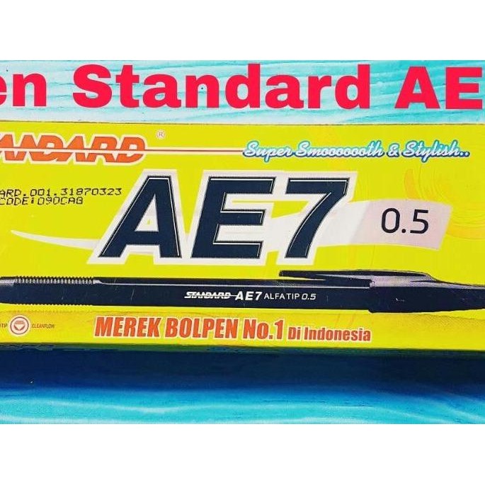 

Pulpen Standard AE7 - Pack isi 12pcs, Warna Tinta Hitam, Ukuran Mata Pena 0.5mm Stationery Merah