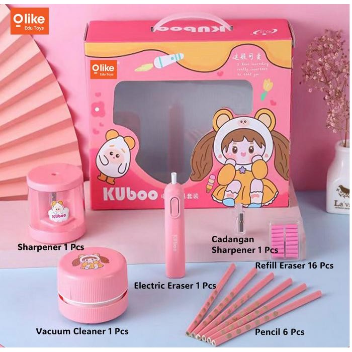 

Olike Electric Alat Tulis Pack / Set Alat Tulis Elektrik Rautan Penghapus Vacuum Pensil 26 In 1