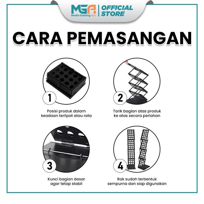 

Rak Brosur Lipat 4 Susun / Rak Majalah Display Portable / Rak Pameran Besi Lipat