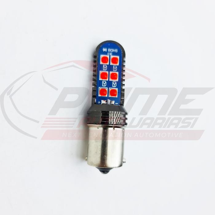 TERMURAH ROHS - Led Super Bright 1156 3030 12SMD NO FLASH RED/MERAH - 1 BUAH JR421