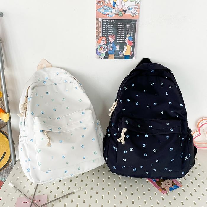 Palomino - Mona Bag Tas Ransel Wanita Motif Flower Korean Style Backpack Sekolah Perempuan Stylish -