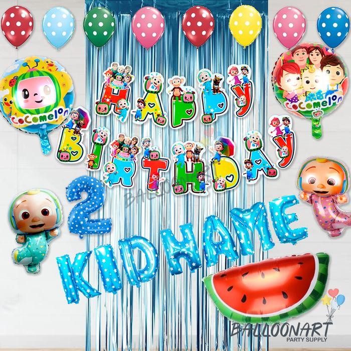 Pilihan- Cocomelon Simple Decoration Set/Dekorasi Ultah Anak/Balon Foil Baby/Balloon Cocomelon