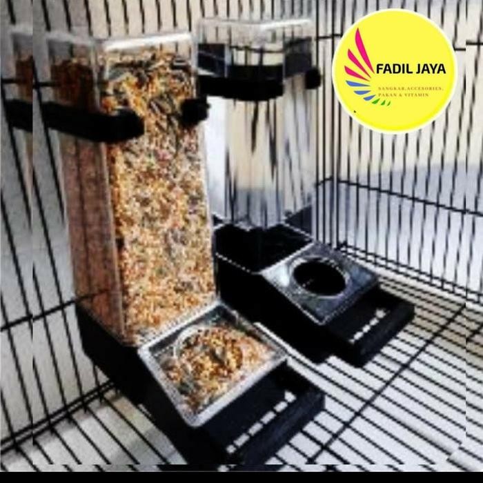DISPENSER TABUNG BOTOL PAKAN MINUM BURUNG PLASTIK MIKA
