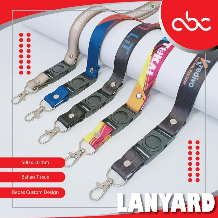 

New Tali ID Card Lanyard 2cm satuan Cetak Custom Full Color 2 sisi