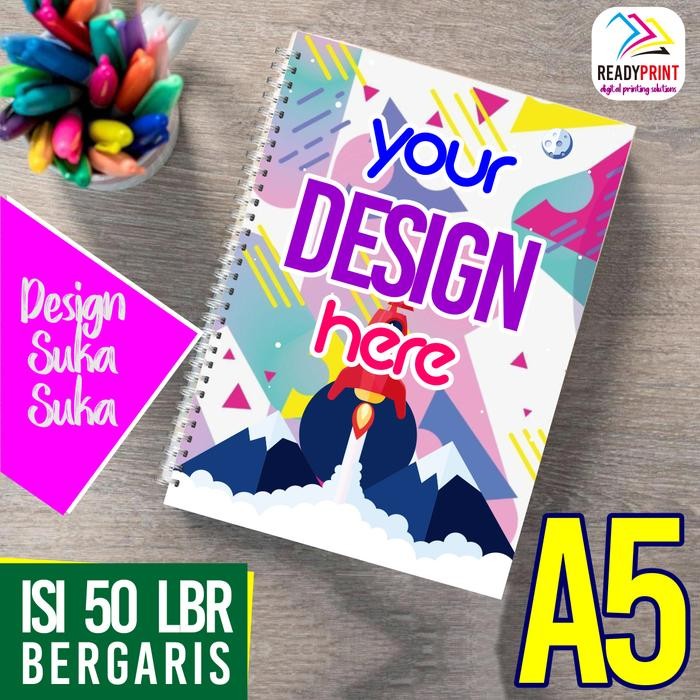 

New Notes Custom A5 Bergaris / Notes Spiral A5 - Isi 50 lembar Garis